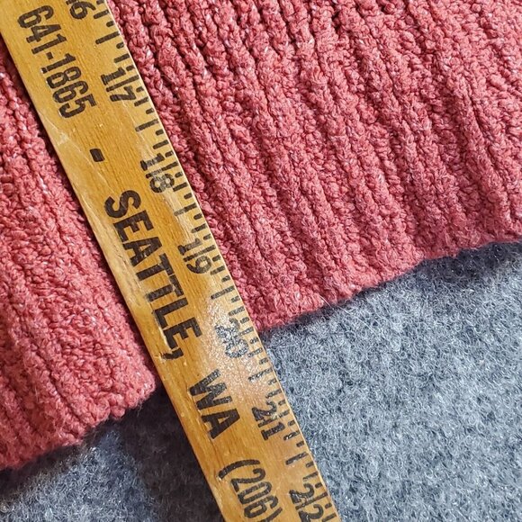 American Eagle Red Jegging Sweater Size Small Relaxed Fit Chunky Knit 1/4 Button - Picture 10 of 11